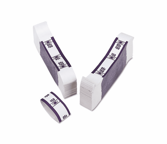 PMC55026 Color-Coded Kraft Currency Straps, Dollar Bill, $50, Self-Adhesive, 1000/Pack By PM COMPANY