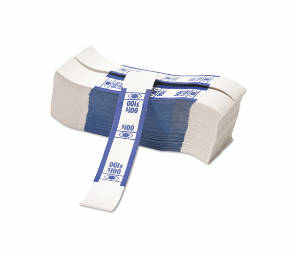 PMC55027 Color-Coded Kraft Currency Straps, Dollar Bill, $100, Self-Adhesive, 1000/Pack By PM COMPANY