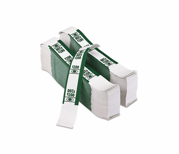 PMC55028 Color-Coded Kraft Currency Straps, Dollar Bill, $200, Self-Adhesive, 1000/Pack By PM COMPANY