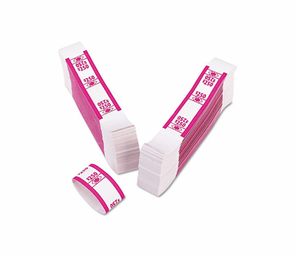 PMC55029 Color-Coded Kraft Currency Straps, Dollar Bill, $250, Self-Adhesive, 1000/Pack By PM COMPANY