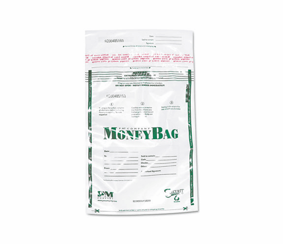 PMC58019 Biodegradable Plastic Money Bags, Tamper Evident, 9 x 12, Clear, 50/Pack By PM COMPANY