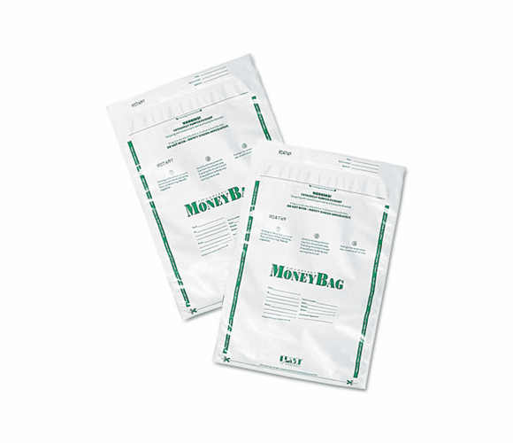 PMC58020 Biodegradable Plastic Money Bags, Tamper Evident, 9 x 12, White, 50/Pack By PM COMPANY