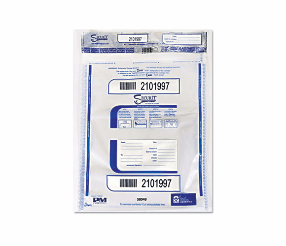 PMC58048 Triple Protection Tamper-Evident Deposit Bags, 9 x 12, Clear, 100/Pack By PM COMPANY