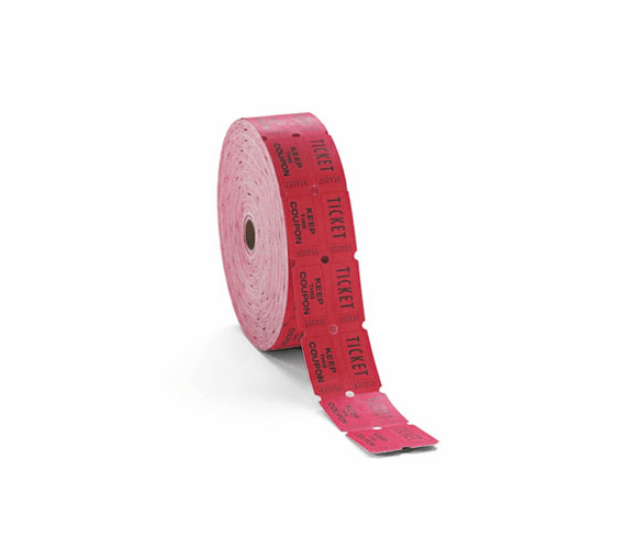 PMC59003 Consecutively Numbered Double Ticket Roll, Red, 2000 Tickets/Roll By PM COMPANY