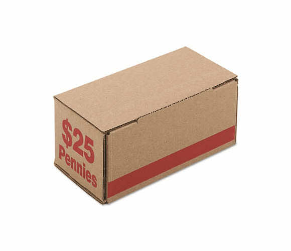 PMC61001 Corrugated Cardboard Coin Storage w/Denomination Printed On Side, Red By PM COMPANY