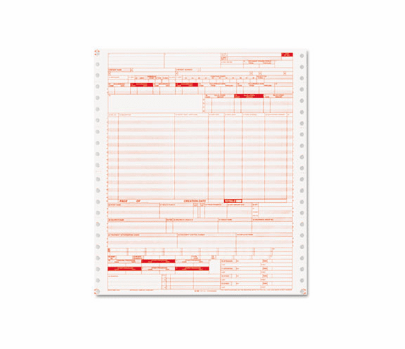 PRB05109 UB04 Claim Forms, 1 Part Continuous White, 9 1/2 x 11, 2500 Forms By PARIS BUSINESS PRODUCTS