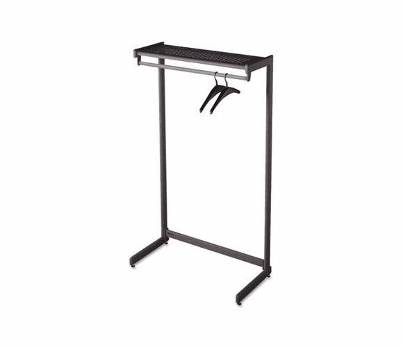 QRT20213 36" Wide Single-Side Garment Rack w/Shelf, Powder Coated Textured Steel, Black By QUARTET MFG.