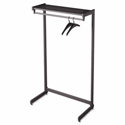 QRT20214 48" Wide Single-Side Garment Rack w/Shelf, Powder Coated Textured Steel, Black By QUARTET MFG.