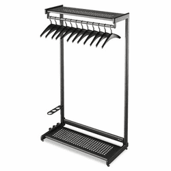 QRT20224 48" Wide Single-Sided Rack w/Two Shelves, 16 Hangers, Steel, Black By QUARTET MFG.