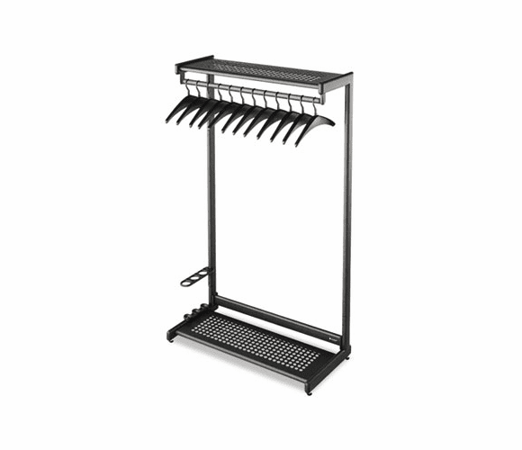 QRT20224 48" Wide Single-Sided Rack w/Two Shelves, 16 Hangers, Steel, Black By QUARTET MFG.