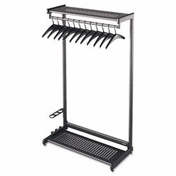 QRT20225 36" Wide Single-Sided Rack w/Two Shelves, 16 Hangers, Steel, Black By QUARTET MFG.