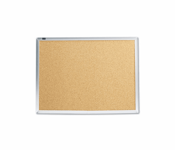 QRT2301 Cork Bulletin Board, Natural Cork/Fiberboard, 24 x 18, Aluminum Frame By QUARTET MFG.