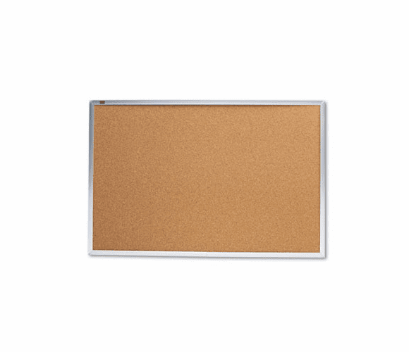 QRT2303 Cork Bulletin Board, Natural Cork/Fiberboard, 36 x 24, Aluminum Frame By QUARTET MFG.