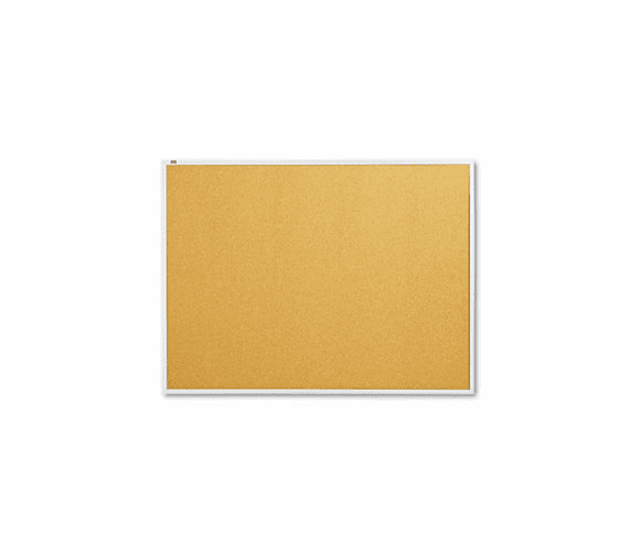QRT2304 Cork Bulletin Board, Natural Cork/Fiberboard, 48 x 36, Aluminum Frame By QUARTET MFG.