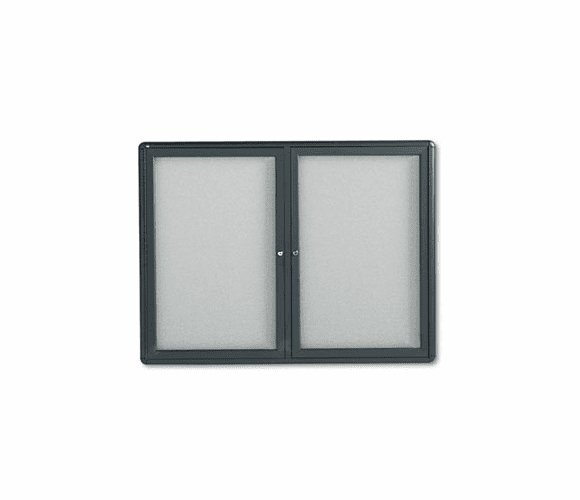 QRT2364L Enclosed Bulletin Board, Fabric Covered Cork, 48 x 36, Gray, Aluminum Frame By ACCO BRANDS, INC.