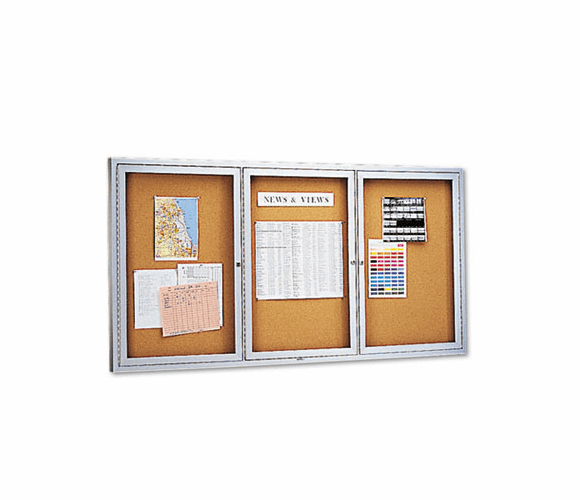 QRT2366 Enclosed Bulletin Board, Natural Cork/Fiberboard, 72 x 36, Aluminum Frame By ACCO BRANDS, INC.