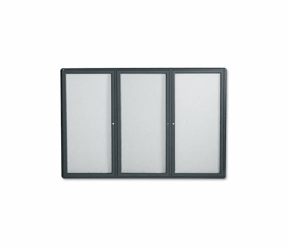 QRT2367L Enclosed Bulletin Board, Fabric Covered Cork, 72 x 48, Gray, Aluminum Frame By ACCO BRANDS, INC.