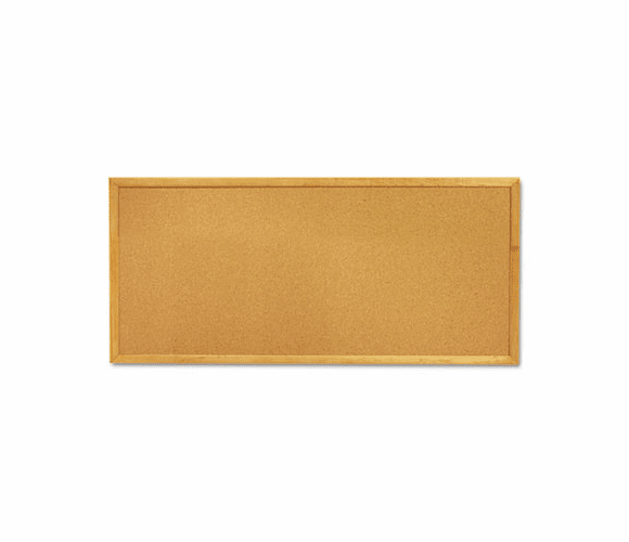 QRT300 Slim Line Bulletin Board, Natural Cork/Fiberboard, 12 x 36, Oak Frame By QUARTET MFG.