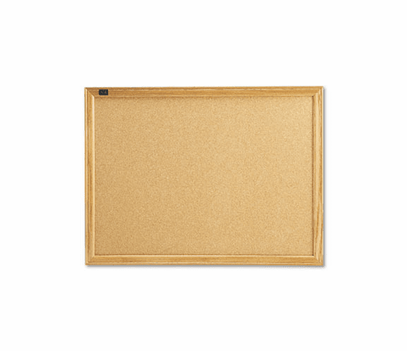 QRT301 Cork Bulletin Board, Cork Over Fiberboard, 24 x 18, Natural Oak Frame By QUARTET MFG.