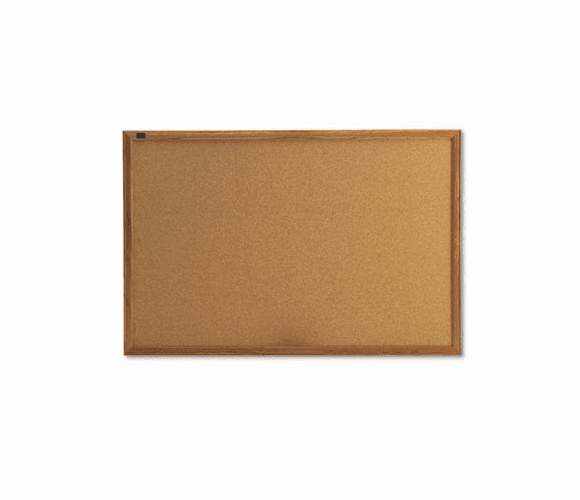 QRT303 Cork Bulletin Board, Cork Over Fiberboard, 36 x 24, Natural Oak Frame By QUARTET MFG.