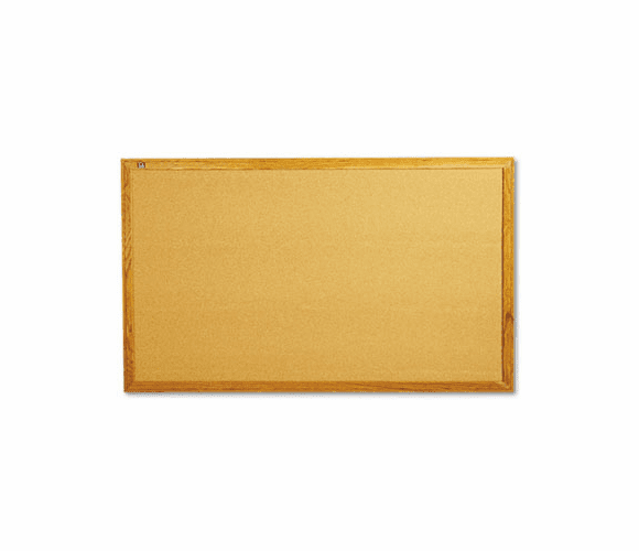 QRT305 Bulletin Board, Natural Cork Over Fiberboard, 60 x 36, Solid Oak Frame By QUARTET MFG.