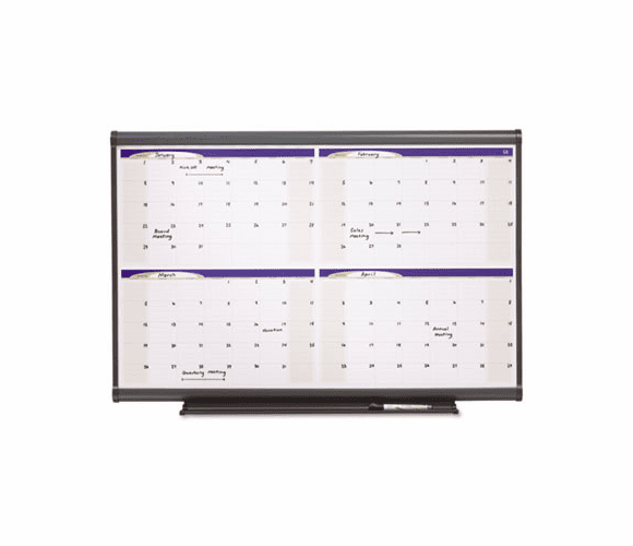 QRT4MCP23 Prestige Total Erase Monthly Calendar, 36 x 24, Gray Frame By QUARTET MFG.