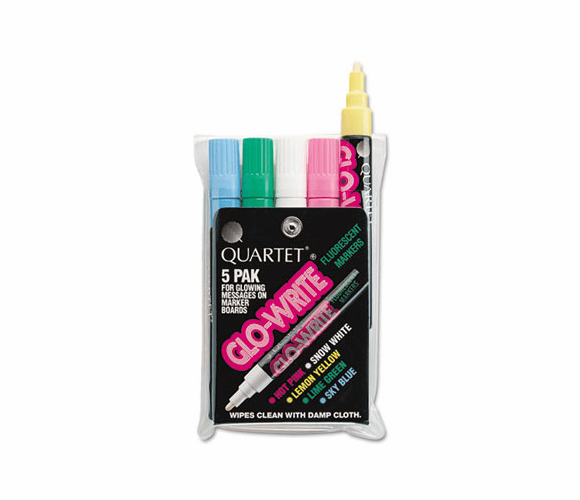 QRT5090 Glo-Write Fluorescent Markers, Five Assorted Colors, 5/Set By QUARTET MFG.