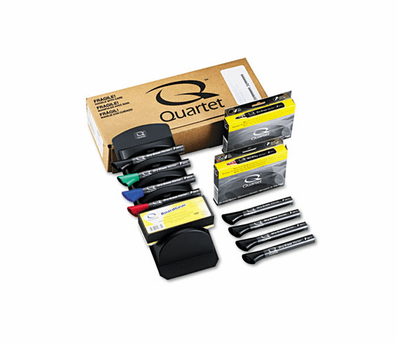QRT558 Dry Erase Marker Caddy Kit, Chisel Tip, 4 Assorted Colors, 8/Set By QUARTET MFG.