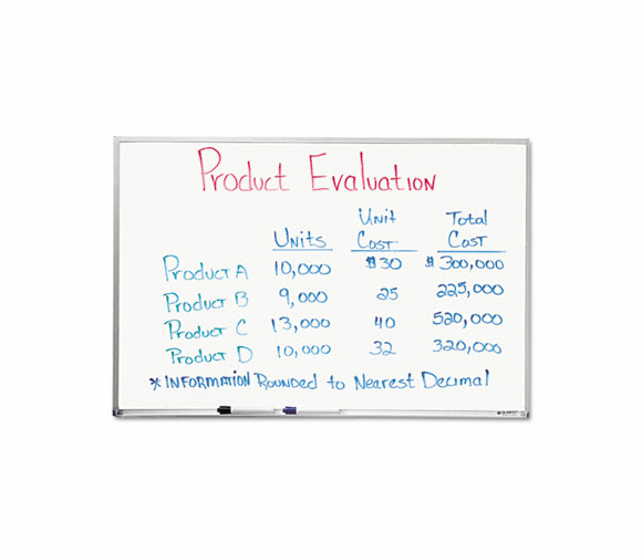QRT75123 Dry Erase Board, Melamine Surface, 36 x 24, Aluminum Frame By QUARTET MFG.