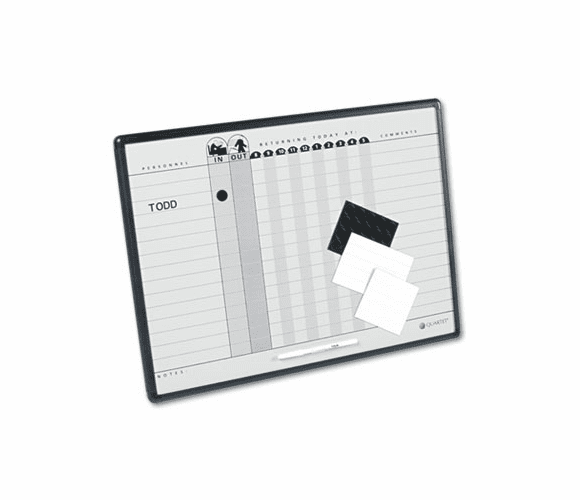QRT781G Magnetic Employee In/Out Board, Porcelain, 24 x 18, Gray/Black, Aluminum Frame By QUARTET MFG.