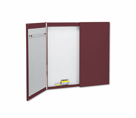 QRT878 Cabinet, Fabric/Porcelain-on-Steel, 48 x 48 x 24, Mauve/White, Mahogany Frame By ACCO BRANDS, INC.