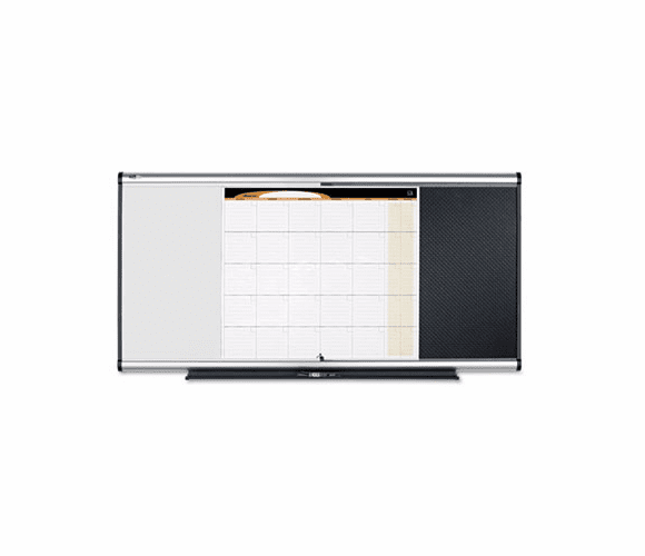 QRTCBD543A 3-in-1 Board, Embossed Foam, 35 x 24, Black/White, Gray Aluminum/Plastic Frame By QUARTET MFG.