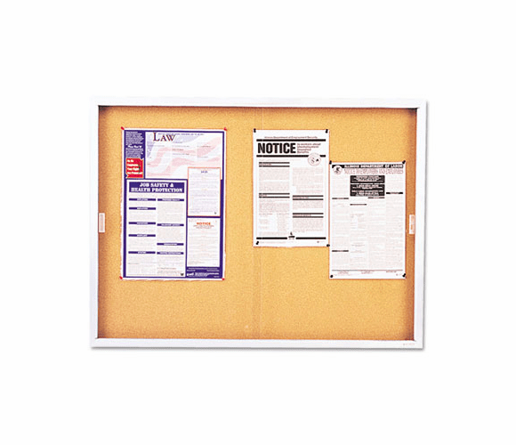 QRTD2405 Enclosed Bulletin Board, Cork Over Fiberboard, 72 x 48, Aluminum Frame By QUARTET MFG.