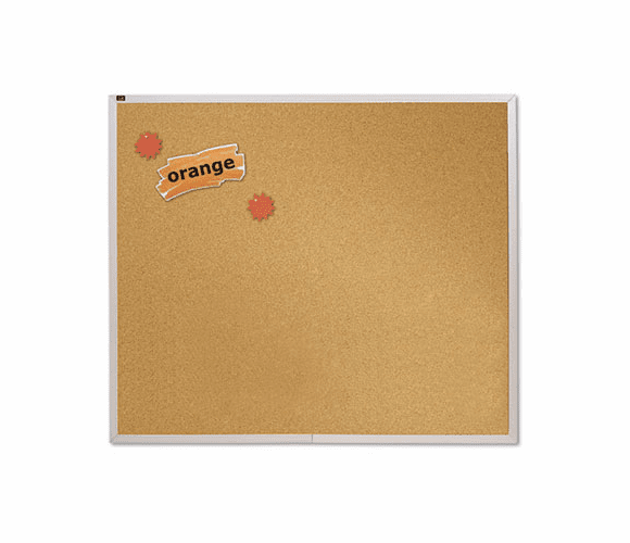 QRTECKA404 Natural Cork Bulletin Board, 48 x 48, Anodized Aluminum Frame By QUARTET MFG.
