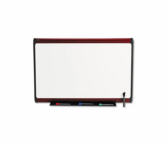 QRTP553M Premium Dry Erase Board, Porcelain/Steel, 36 x 24, White/Mahogany Frame By QUARTET MFG.