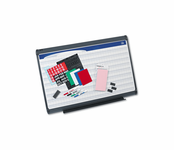 QRTPP1132 Planning System, Porcelain-on-Steel, 1x1 Grid, 36 x 24, Graphite Gray By QUARTET MFG.