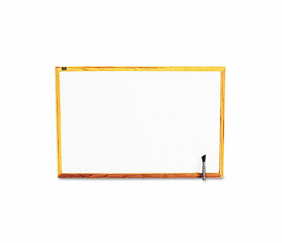 QRTS573 Standard Dry-Erase Board, Melamine, 36 x 24, White, Oak Finish Wood Frame By QUARTET MFG.