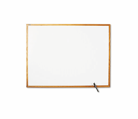QRTS574 Standard Dry-Erase Board, Melamine, 48 x 36, White, Oak Finish Wood Frame By QUARTET MFG.