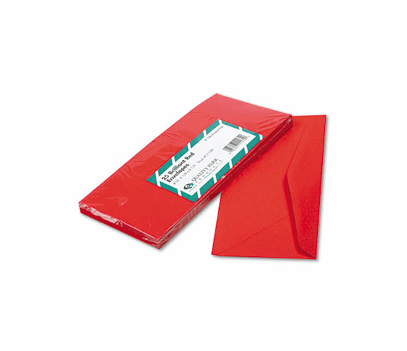 QUA11134 Colored Envelope, Traditional, #10, Red, 25/Pack By QUALITY PARK PRODUCTS
