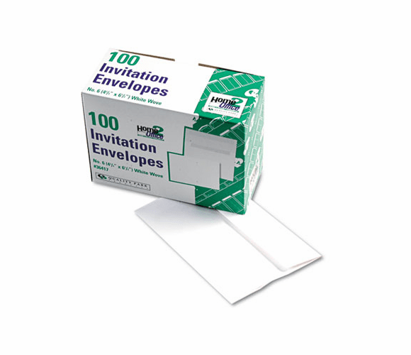 QUA36417 Greeting Card/Invitation Envelope, Contemporary, #6, White, 100/Box By QUALITY PARK PRODUCTS