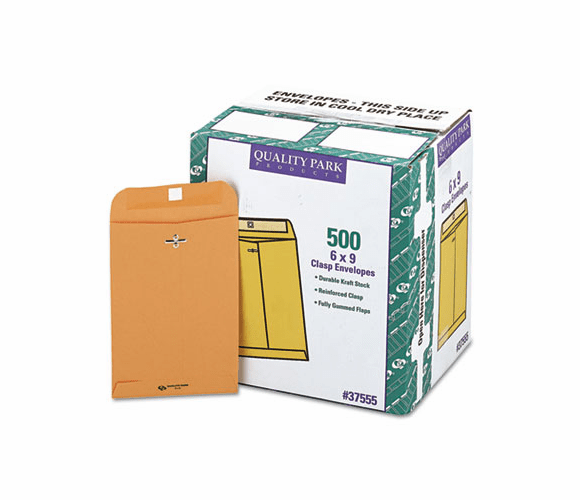 QUA37555 Clasp Envelope, 6 x 9, 28lb., Light Brown, 500/Carton By QUALITY PARK PRODUCTS