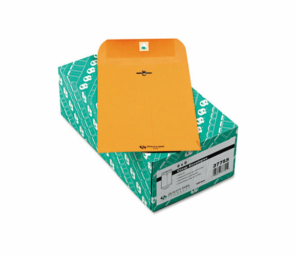 QUA37755 Clasp Envelope, 6 x 9, 32lb, Light Brown, 100/Box By QUALITY PARK PRODUCTS