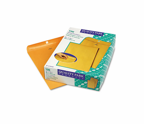 QUA37910 Clasp Envelope, 12 x 15 1/2, 28lb, Light Brown, 100/Box By QUALITY PARK PRODUCTS