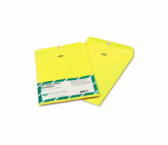 QUA38736 Fashion Color Clasp Envelope, 9 x 12, 28lb, Yellow, 10/Pack By QUALITY PARK PRODUCTS