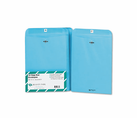 QUA38737 Fashion Color Clasp Envelope, 9 x 12, 28lb, Blue, 10/Pack By QUALITY PARK PRODUCTS