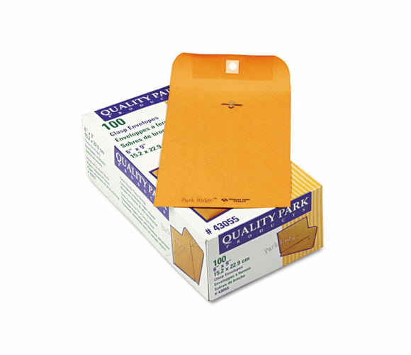 QUA43055 Park Ridge Kraft Clasp Envelope, 6 x 9, Light Brown, 100/Box By QUALITY PARK PRODUCTS