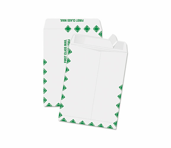 QUA44534 Redi-Strip Catalog Envelope, 9 x 12, First Class Border, White, 100/Box By QUALITY PARK PRODUCTS