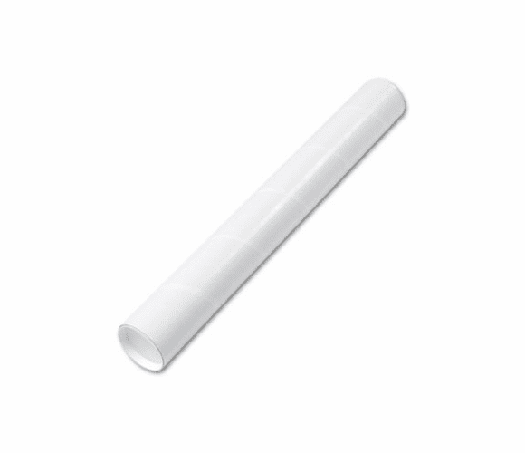 QUA46018 Fiberboard Mailing Tube, Recessed End Plugs, 24 x 3, White, 25/Carton By QUALITY PARK PRODUCTS