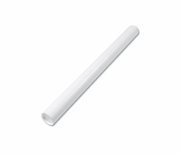 QUA46020 Fiberboard Mailing Tube, Recessed End Plugs, 36 x 3, White, 25/Carton By QUALITY PARK PRODUCTS