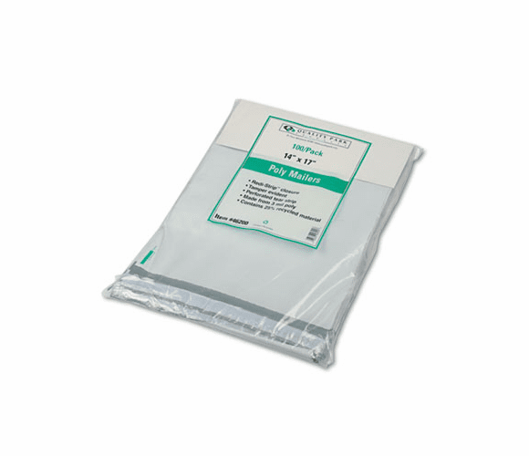 QUA46200 Redi-Strip Poly Mailer, Side Seam, 14 x 17, White, 100/Pack By QUALITY PARK PRODUCTS